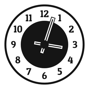 时钟概念图标, 简单的黑色风格