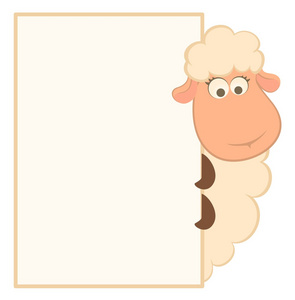 画框的卡通羊的插图