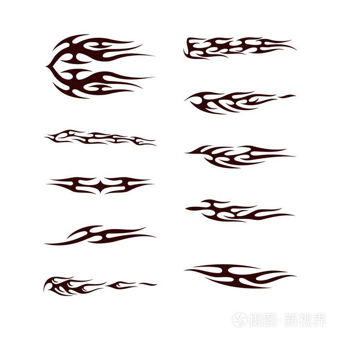 部落纹身集.火焰纹身图腾矢量插画设计