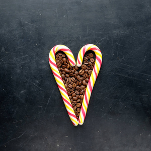 心形甘蔗糖咖啡豆平观黑色