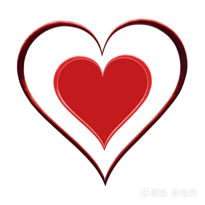 情人节白色背景的双心形象
