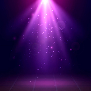 紫色的聚光灯。现场。迪斯科舞厅。光线的影响。矢量