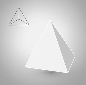 四面体是几何图。时髦时尚简约的设计。柏拉图式的固体。四面体平面设计矢量插图，细线艺术。矢量图