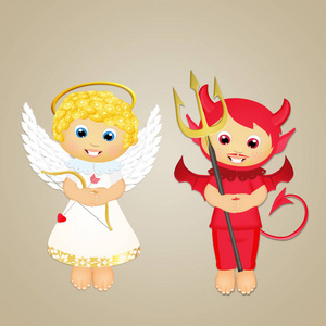 天使和魔鬼的卡通