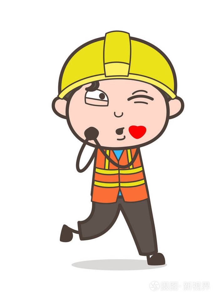 吹吻脸 —— 可爱的卡通男工程师图