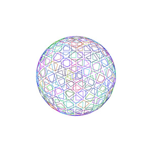 抽象的多边形断的球。矢量轮廓多彩说明