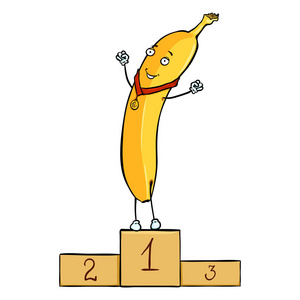 黄色香蕉优胜者在第一地方