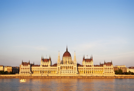 匈牙利议会的正面景色图片
