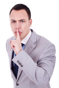 时尚风格中的优质隔离无声元素用手势的印度少妇嘘-分离白高建群保持