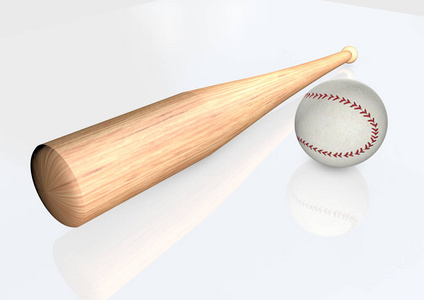 棒球和蝙蝠3d 渲染