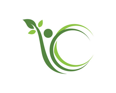 人叶子绿色自然健康标志和标志
