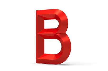 3d 渲染红色斜面字母 B