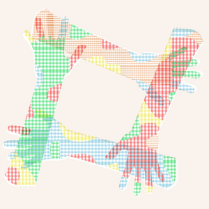 4个连接五彩手友谊群矢量