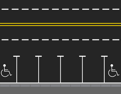 从上面的路视图停车。两个空位网页设计或打印的背景。图