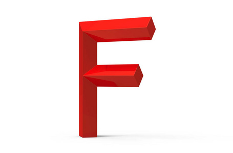 3d 渲染红色斜面字母 F