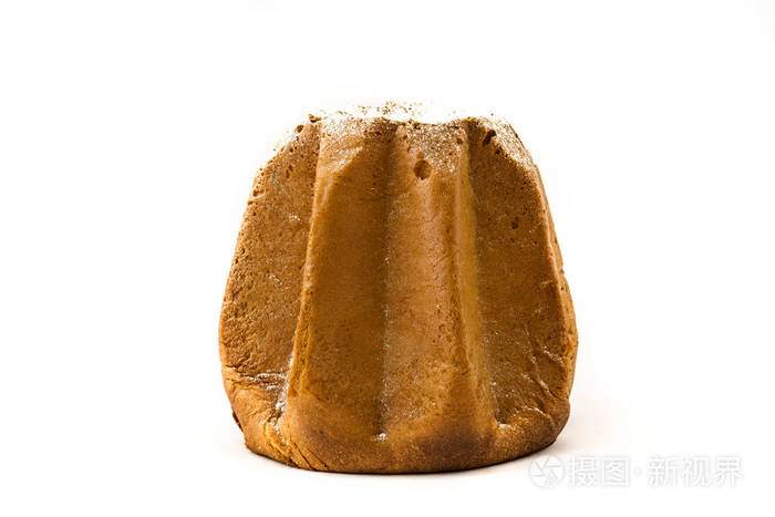 Pandoro 白色背景糖的圣诞蛋糕