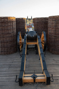 大炮在城堡 Eger, 匈牙利