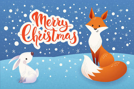 狐狸和兔子的圣诞贺卡