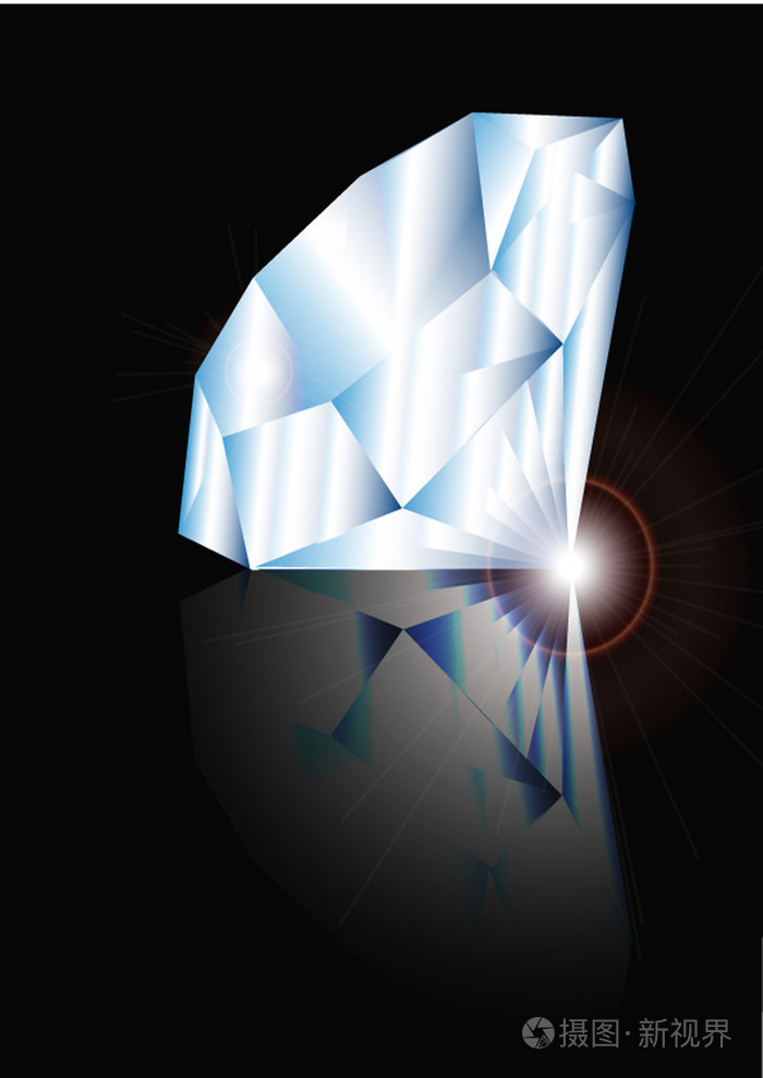 闪闪发光的钻石反射在表面