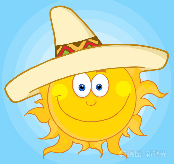 太阳快乐,戴着帽子