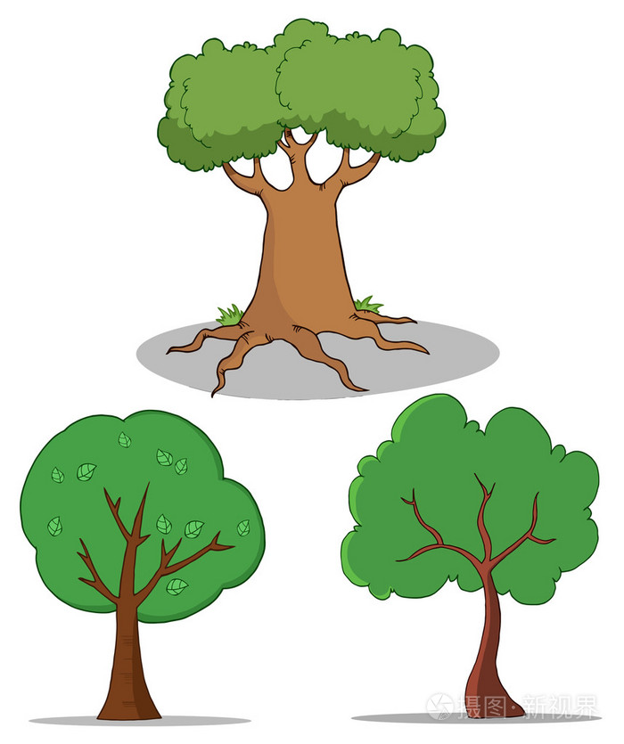 一组卡通树