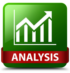 分析 统计图标 绿色方形按钮红色丝带在中间