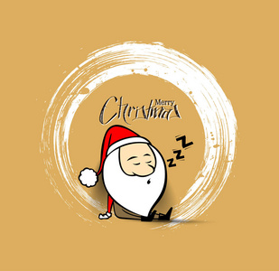 圣诞老人睡觉, 圣诞节矢量插图。假日 bac