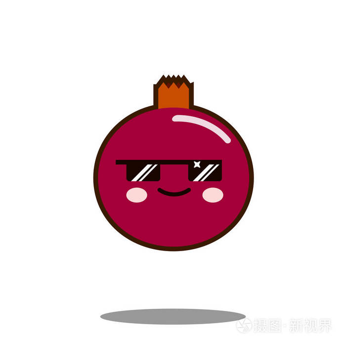 石榴水果卡通人物图标卡哇伊平面设计