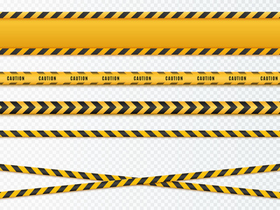 黄色和黑色的危险磁带。注意隔离线。矢量
