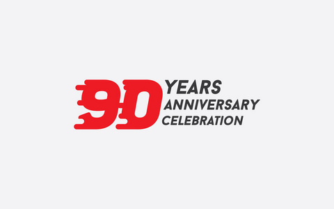 90周年纪念庆祝标识, 媒介例证以红色飞溅数字隔绝在白色背景