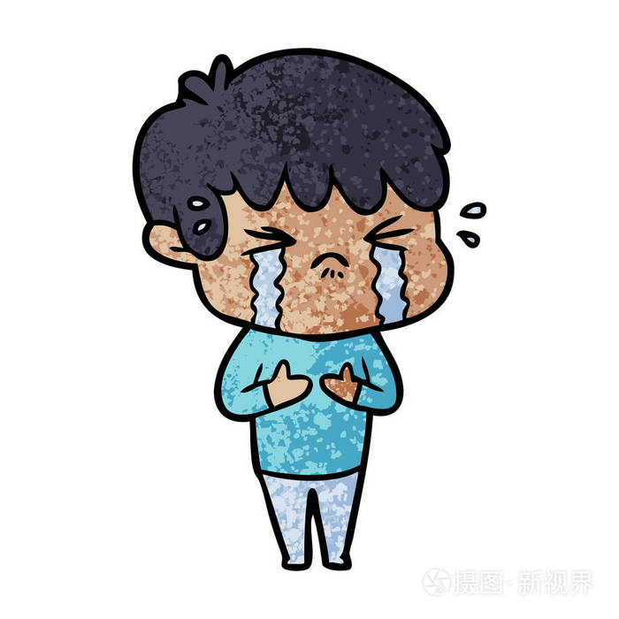 卡通男孩哭泣的媒介例证