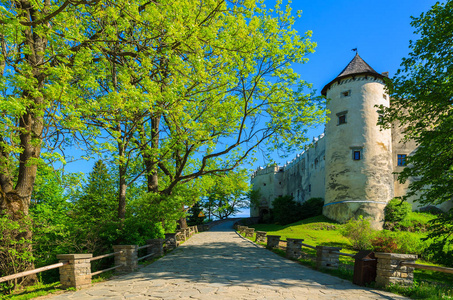 入口门中世纪城堡树公园, Niedzica, Pieniny 山, 波兰