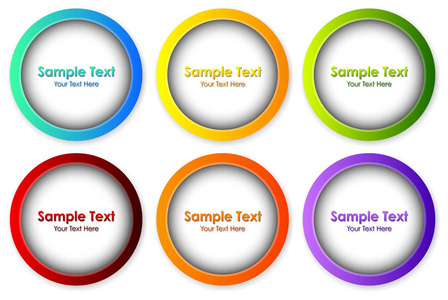 六种不同颜色的圆形框架