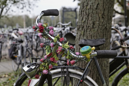 荷兰 阿姆斯特丹 volendam 自行车停车