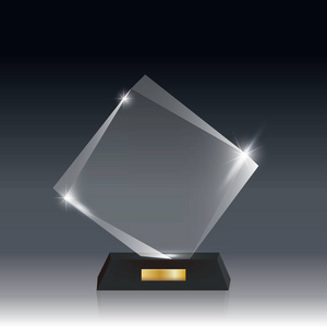 逼真的空白矢量亚克力玻璃奖杯奖深灰色 bg_5照片