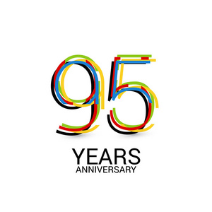 95周年纪念多彩的标志庆祝在白色背景隔绝了