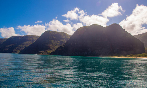 美丽的美景, 壮观的 Na 巴利海岸悬崖上的考艾岛, 夏威夷