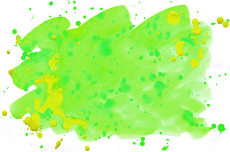 五颜六色的绿色和黄色水彩湿的刷油漆液体壁纸背景。水彩画炫彩色彩抽象手抽的纸纹理背景生动元素为 web 打印
