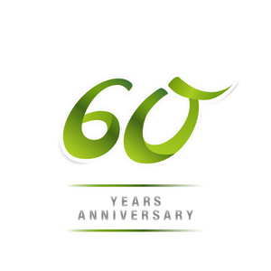 60年绿色周年纪念标志庆祝, 媒介例证隔绝在白色背景上