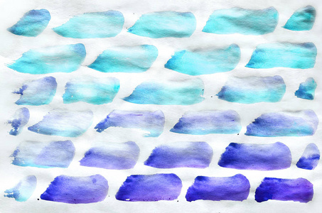 五颜六色的蓝色水彩湿的刷漆液背景壁纸。水彩画炫彩色彩抽象手抽的纸纹理背景生动元素为 web 打印