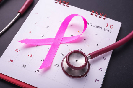 乳房癌概念 粉红丝带象征的乳腺癌，cal