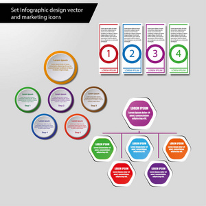 设置信息设计矢量和营销图标可用于工作流布局图表年报网页设计