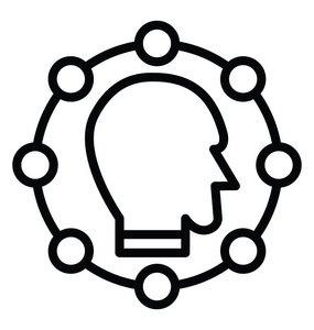 交互矢量图标交互图标集一组技术图标线条样式符号, 具有人工智能