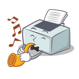 配喇叭打印机吉祥物卡通风格照片