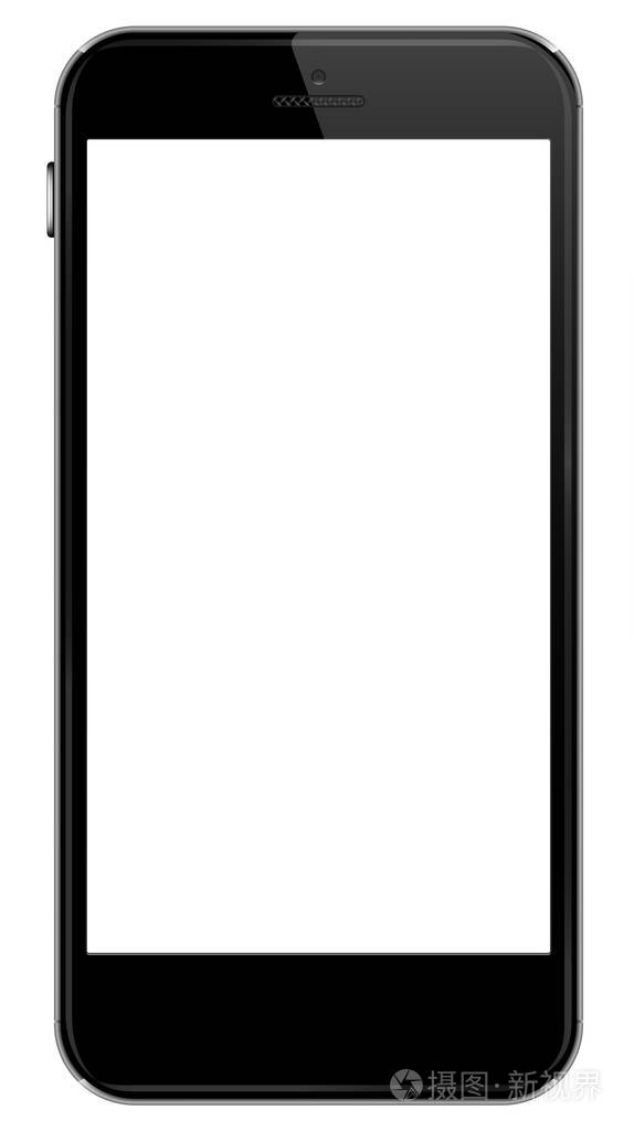 黑色智能手机与空白屏幕白色隔离白色背景.介绍您的应用程序设计