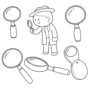 手绘放大镜图片-手绘放大镜素材-手绘放大镜插画-摄图新视界