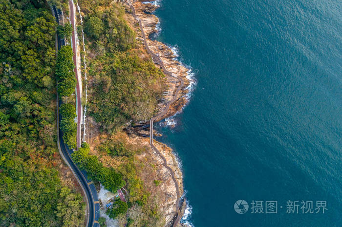 海岸线无人机鸟瞰