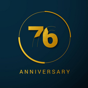 暗背景矢量插图76年银色周年纪念庆祝标志以红色数字和丝带, 媒介