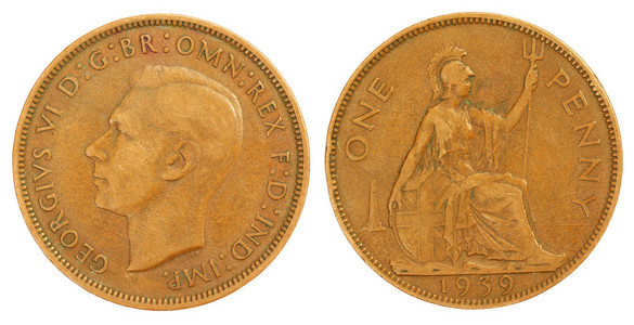1939年一便士的旧硬币