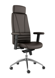 现代棕色皮革办公椅，白色背景隔离